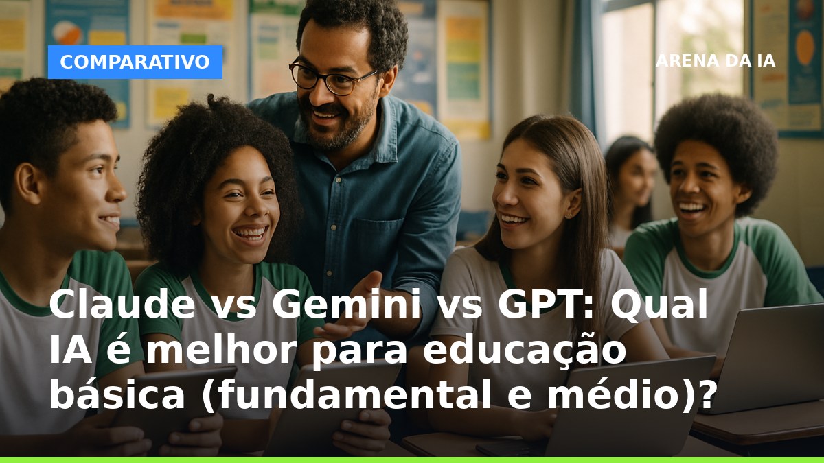 Estudantes e professor usando IA em sala de aula do ensino médio no Brasil