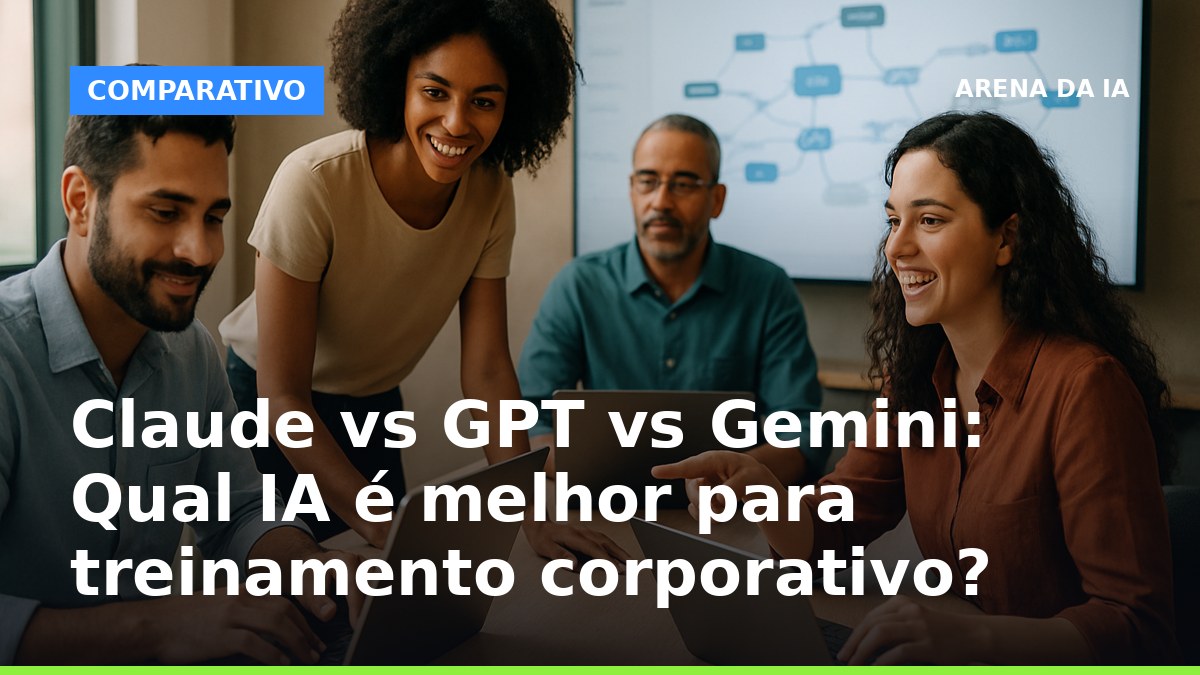 Profissionais brasileiros usando IA para treinamento corporativo em ambiente de escritório