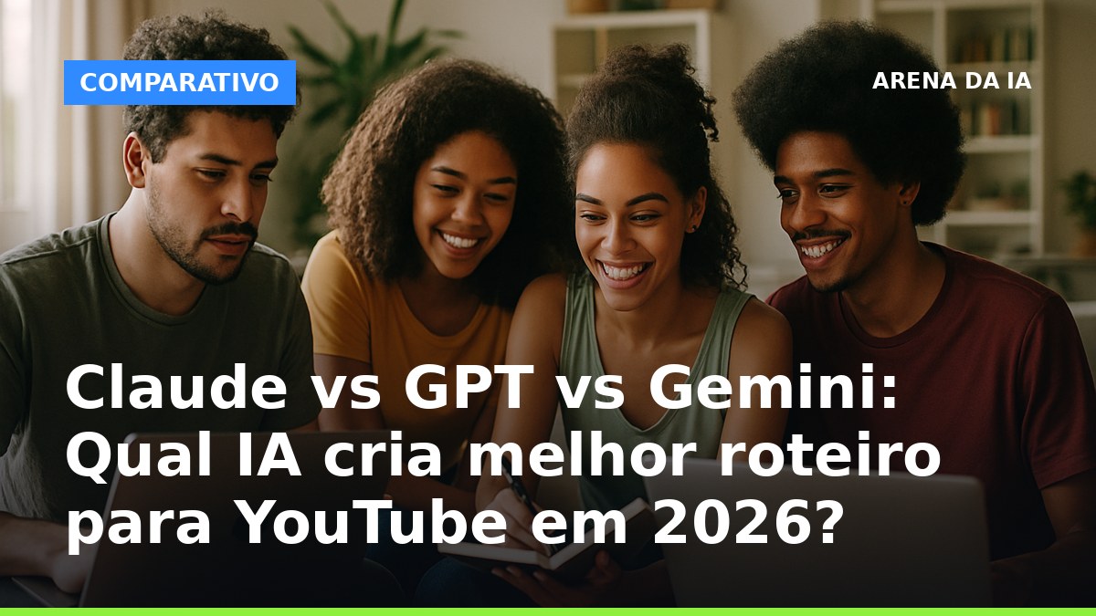 Criadores de conteúdo brasileiros trabalhando juntos em roteiros de vídeo para YouTube com IA
