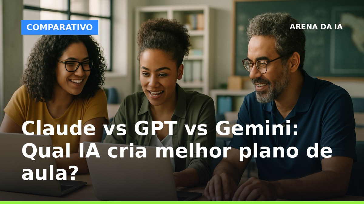 Professores brasileiros analisando planos de aula criados por IA em laptops