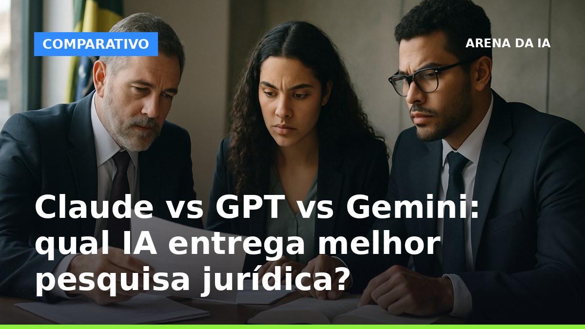 Advogados brasileiros analisam pesquisa jurídica usando IA em escritório moderno