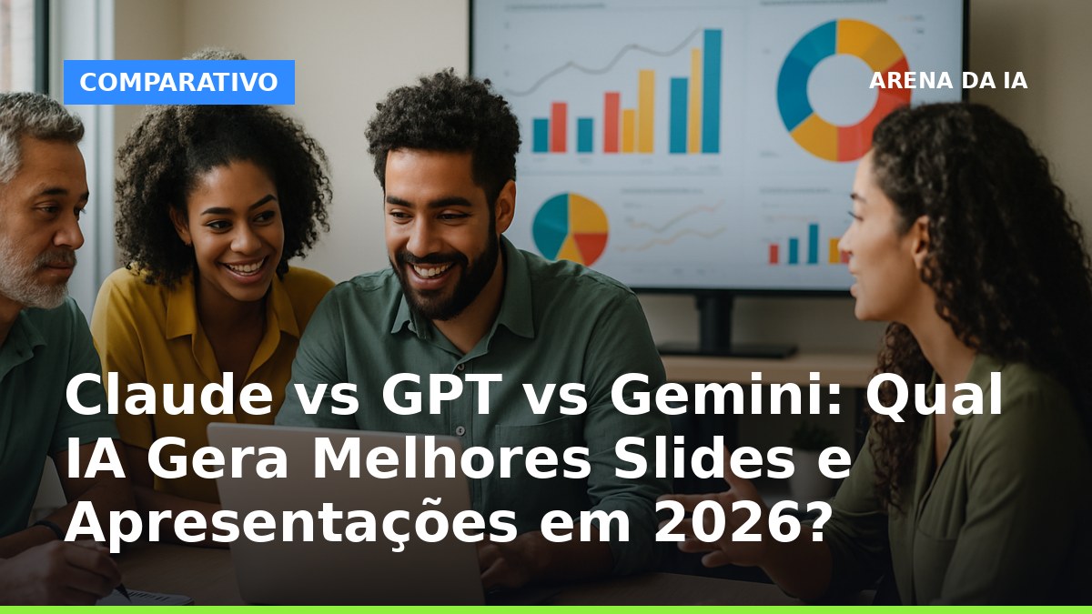 Equipe brasileira usando IA para criar slides de apresentação profissional em 2026