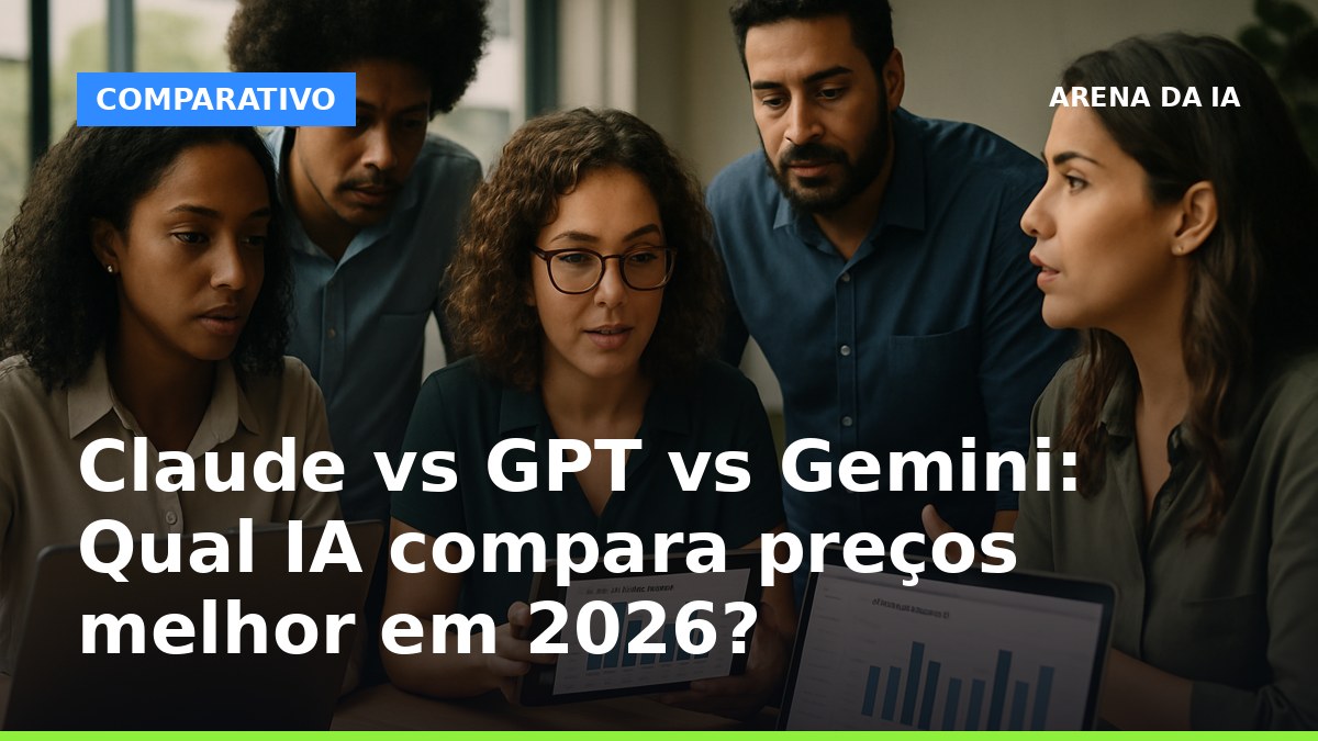 Profissionais brasileiros analisando comparativo de preços em telas com IA