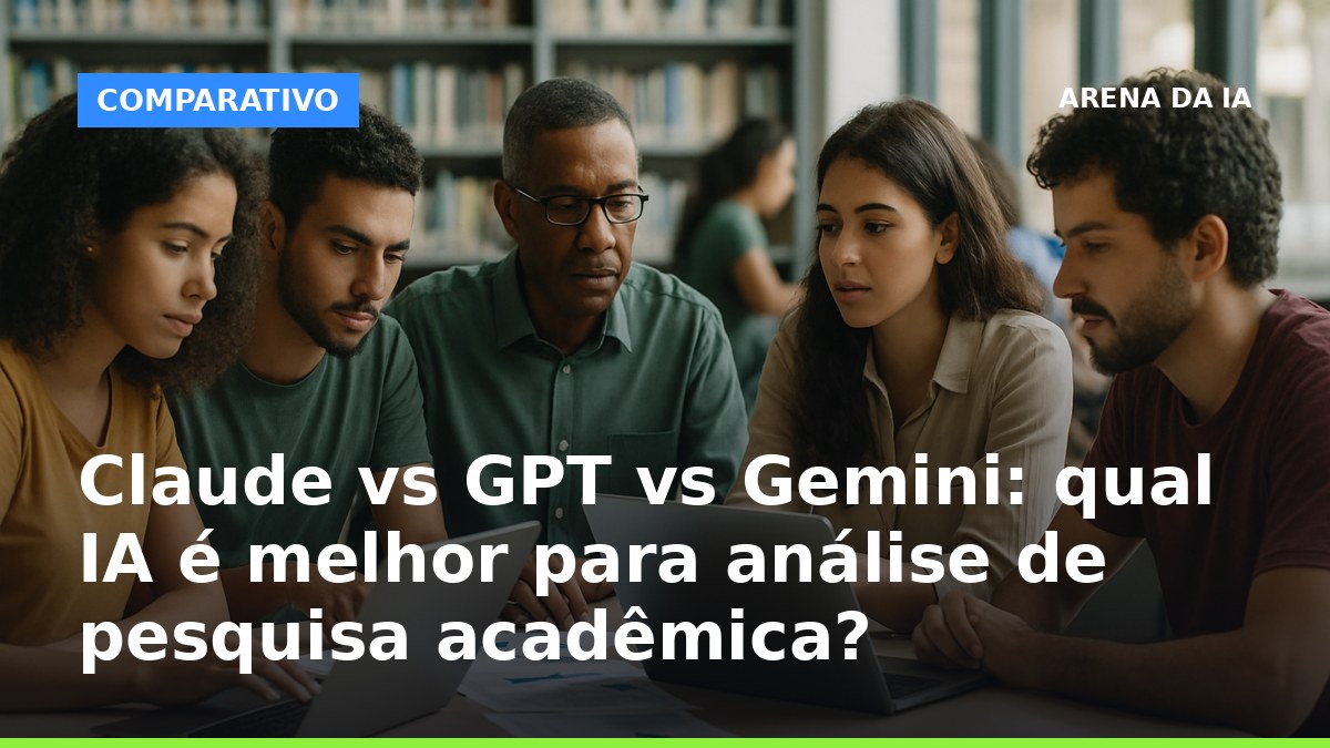Estudantes e professores brasileiros analisando pesquisa acadêmica com IA em laptops na biblioteca