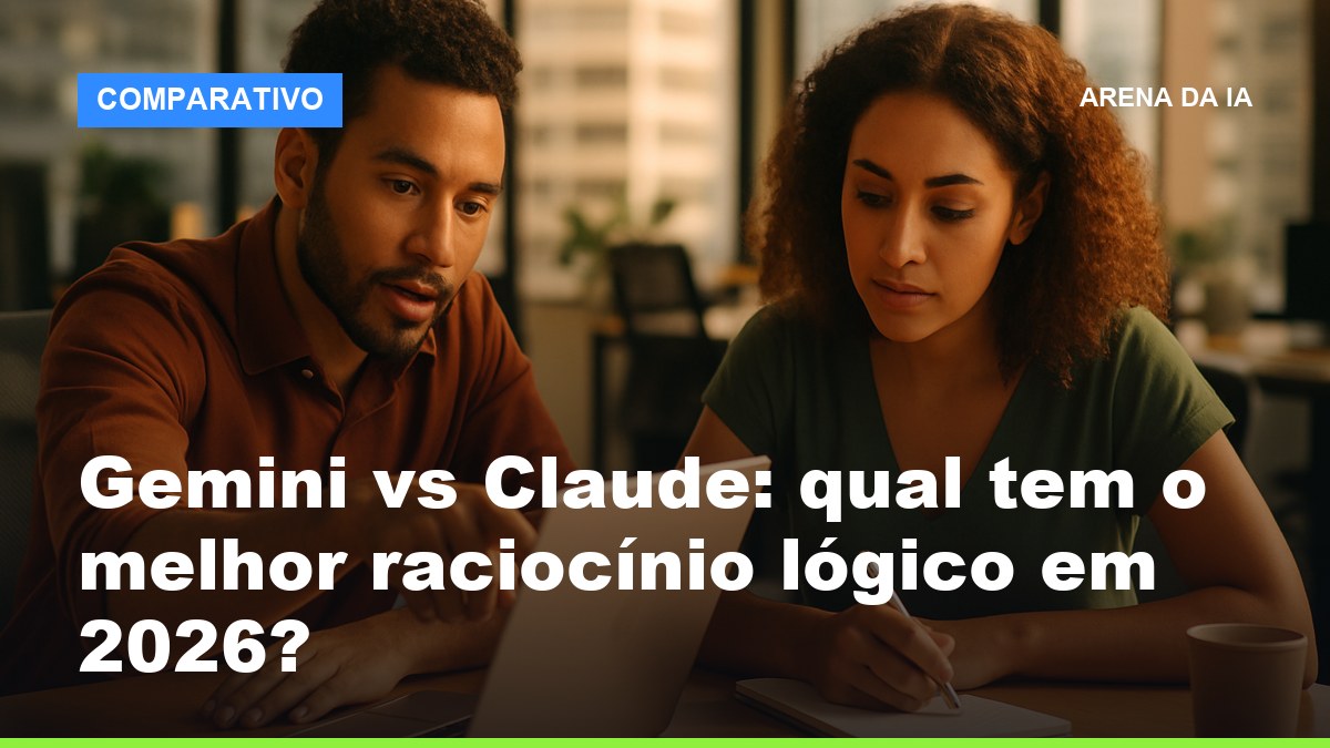 Profissionais brasileiros comparando o raciocínio lógico do Gemini e do Claude em benchmarks no notebook