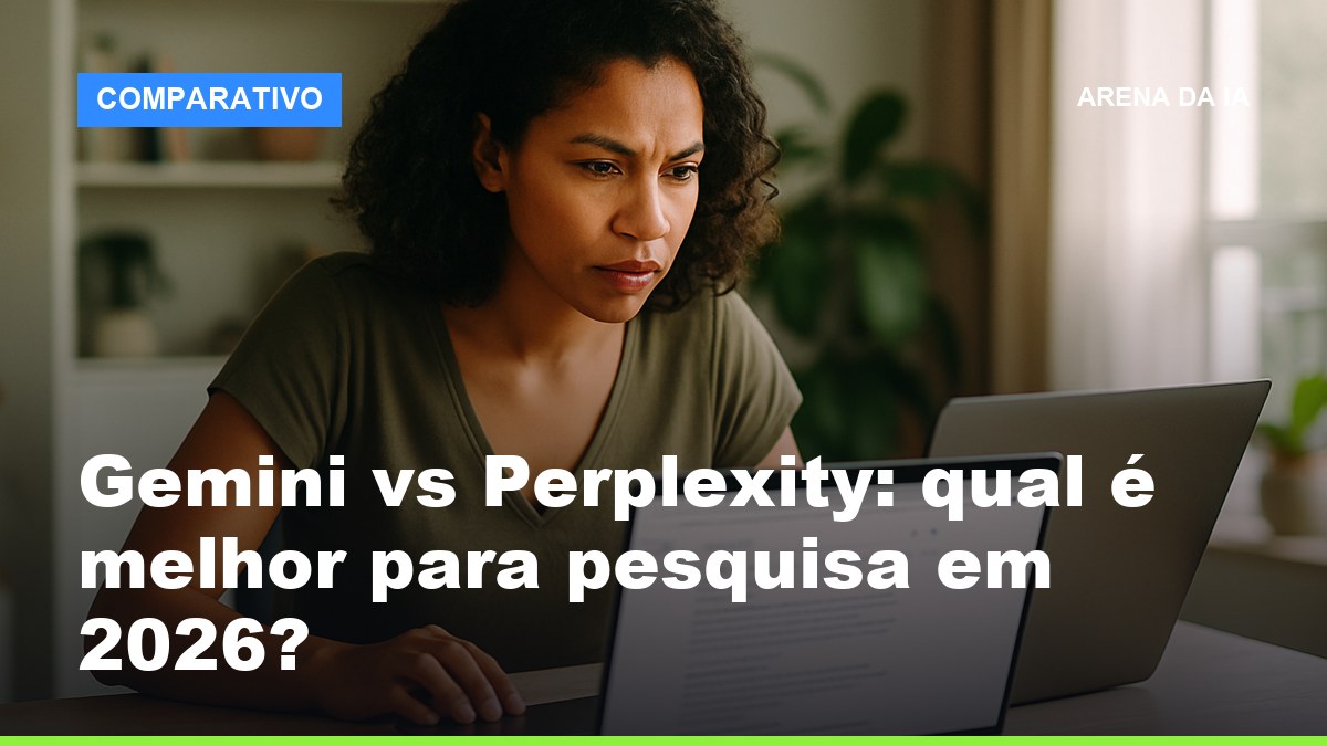 Comparativo Gemini vs Perplexity para pesquisa: profissional analisa fontes citadas no notebook