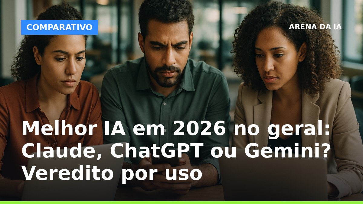 Comparativo da melhor IA em 2026 no geral entre Claude, ChatGPT e Gemini