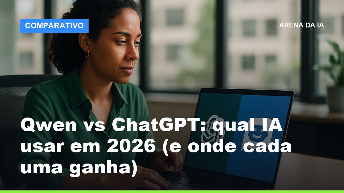 Comparativo Qwen vs ChatGPT: profissional brasileira testa as duas IAs no notebook