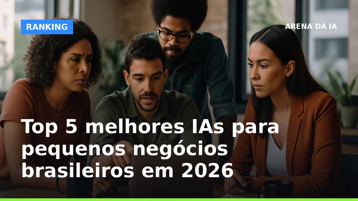 Equipe de pequeno negócio brasileiro avaliando ferramentas de IA em 2026